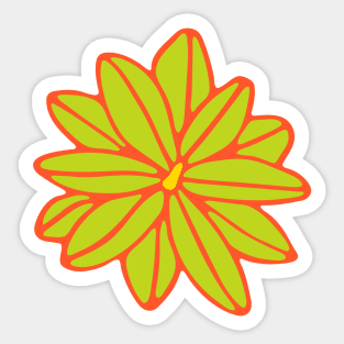 BLOOM BIG Boho Floral in 60s Tropical Lime Green Orange - UnBlink Studio by Jackie Tahara Sticker